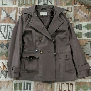 Michael Kors brown hooded rain jacket / pea coat